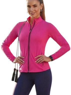 TUFF ATHLETICS Athleisure Gorpcore Full Zip Track Workout Running Jacket Pink M